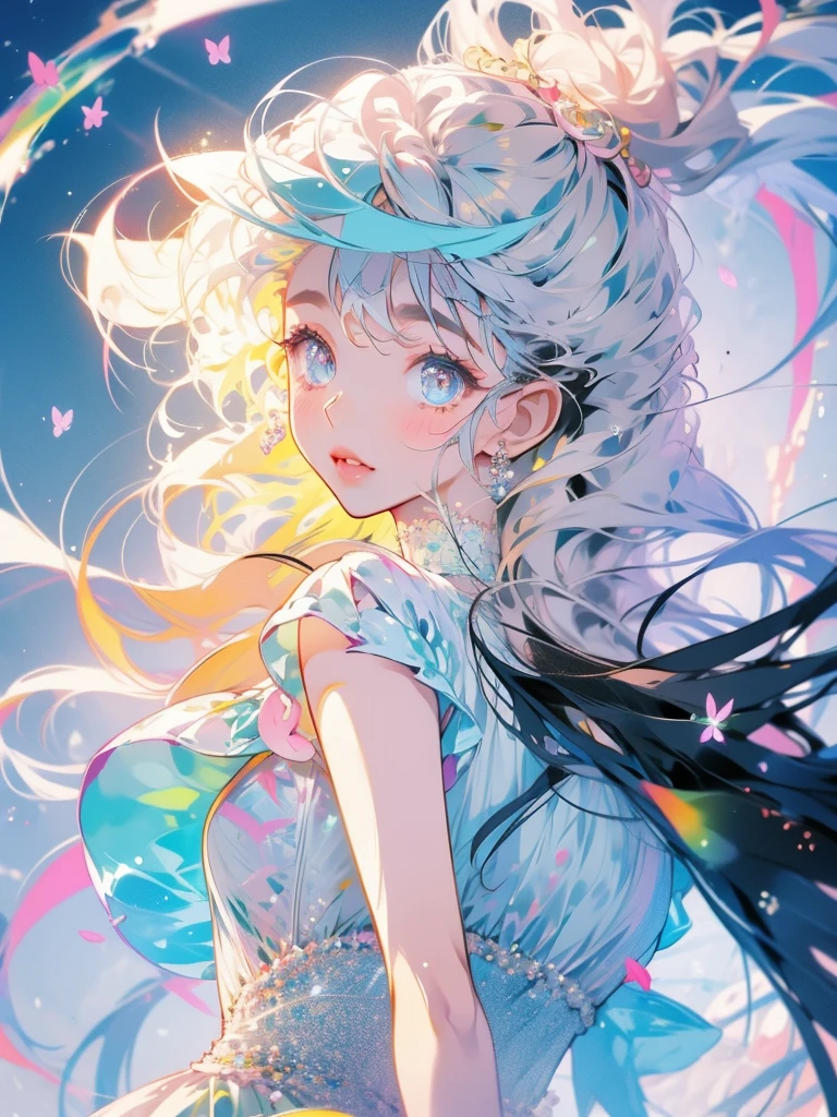 delicate Big eyes I have long hair Cute girl Pastel color clothes
