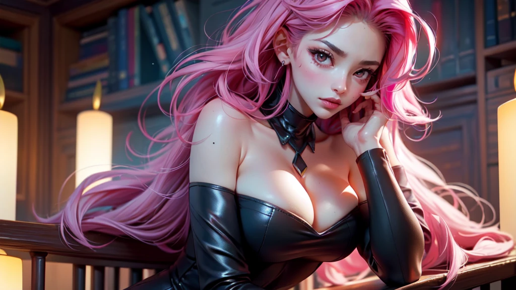 Best quality, Masterpiece, Portrait, Perfect anatomy, Femininity, Cool, Flawless, , Solo, Sexy, Stylish, Mature, Long light pink hair, Mole on the body, Red lipstick, Big breasts, big ass, sex with a guy