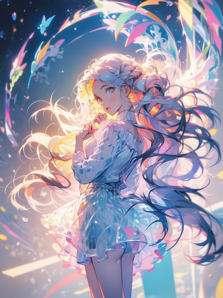 delicate Big eyes I have long hair Cute girl Pastel color clothes