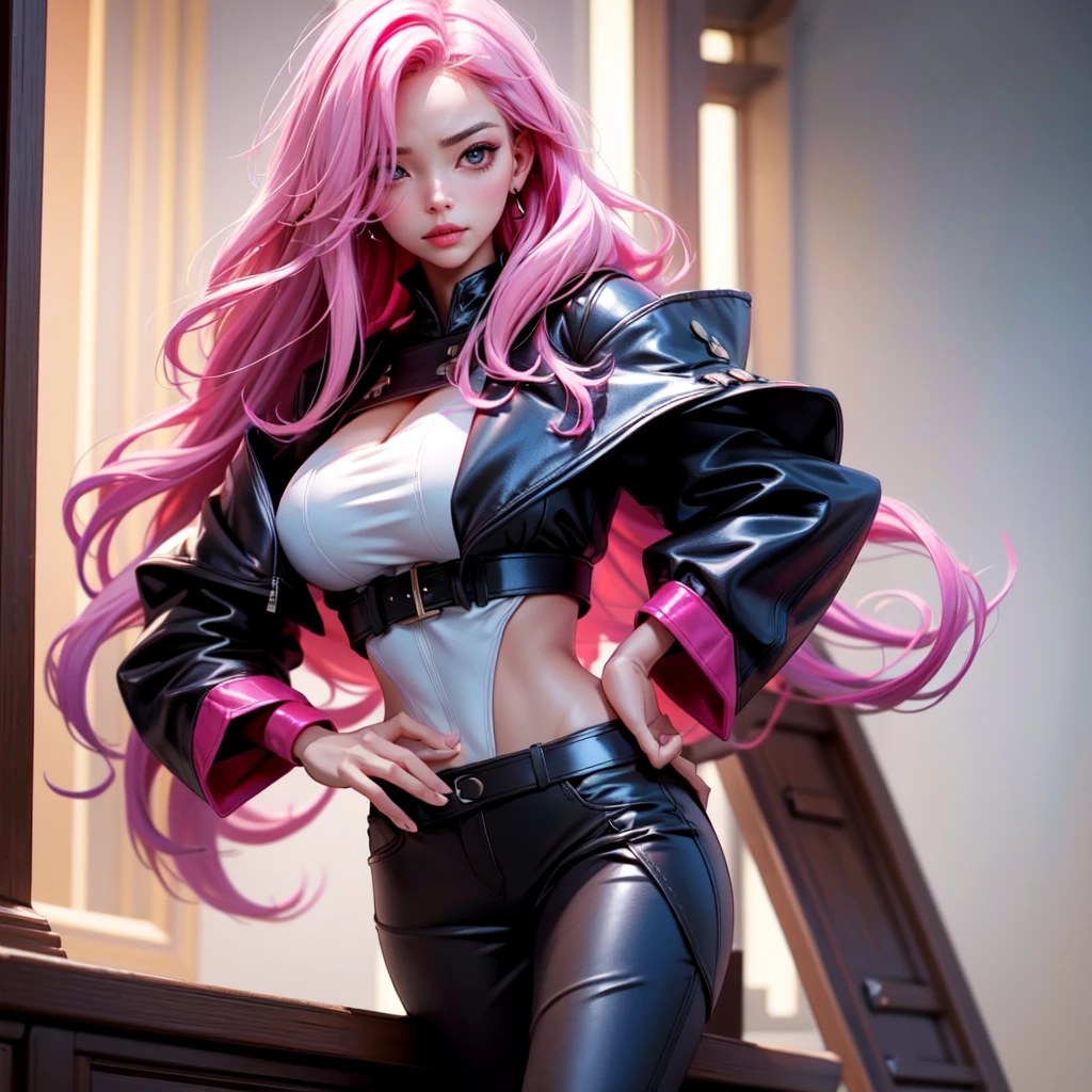 Best quality, Masterpiece, Portrait, Perfect anatomy, Femininity, Cool, Flawless, , Solo, Sexy, Stylish, Mature, Long light pink hair, Mole on the body, Red lipstick, Big breasts, big ass, sex with a guy