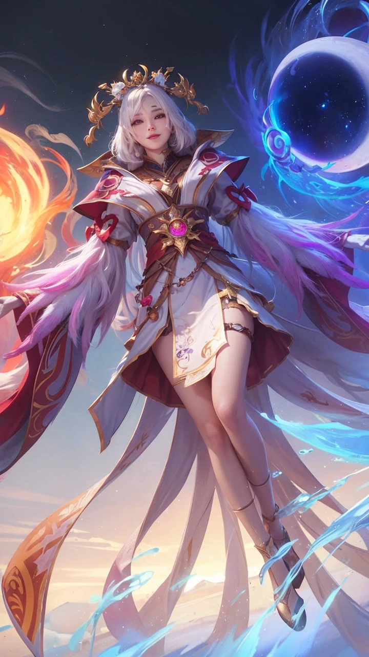 Realistic, Lunox from Mobile legends, ultra detail, high quality, masterpiece, ultra hd, perfect face, perfect detail, fokus high detail, detail face, smile