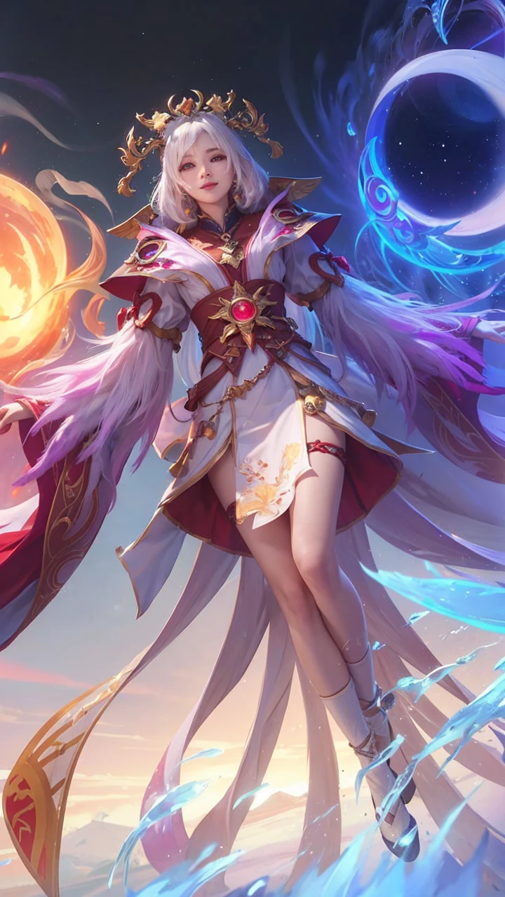 Realistic, Lunox from Mobile legends, ultra detail, high quality, masterpiece, ultra hd, perfect face, perfect detail, fokus high detail, detail face, smile