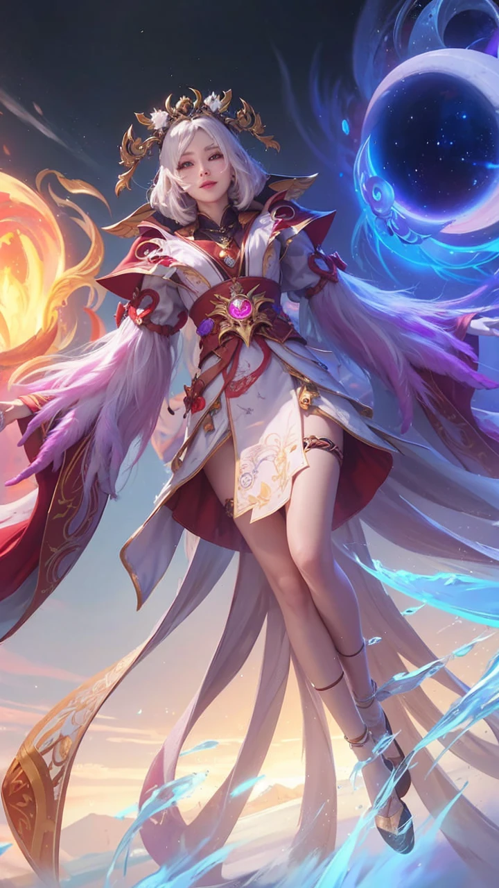 Realistic, Lunox from Mobile legends, ultra detail, high quality, masterpiece, ultra hd, perfect face, perfect detail, fokus high detail, detail face, smile