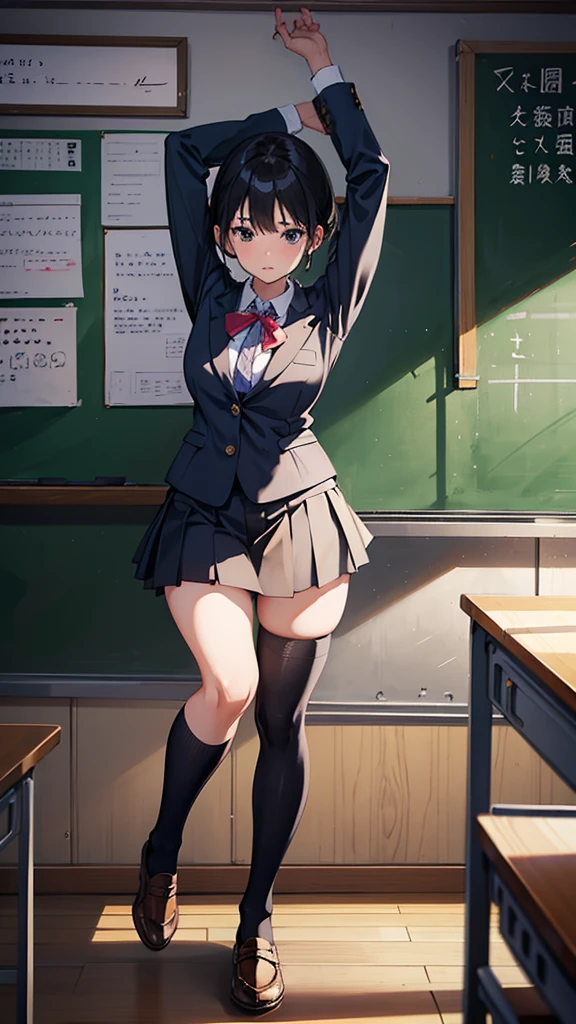 woman、teacher、classroom、blackboard、stockings、Tight Skirt、suit