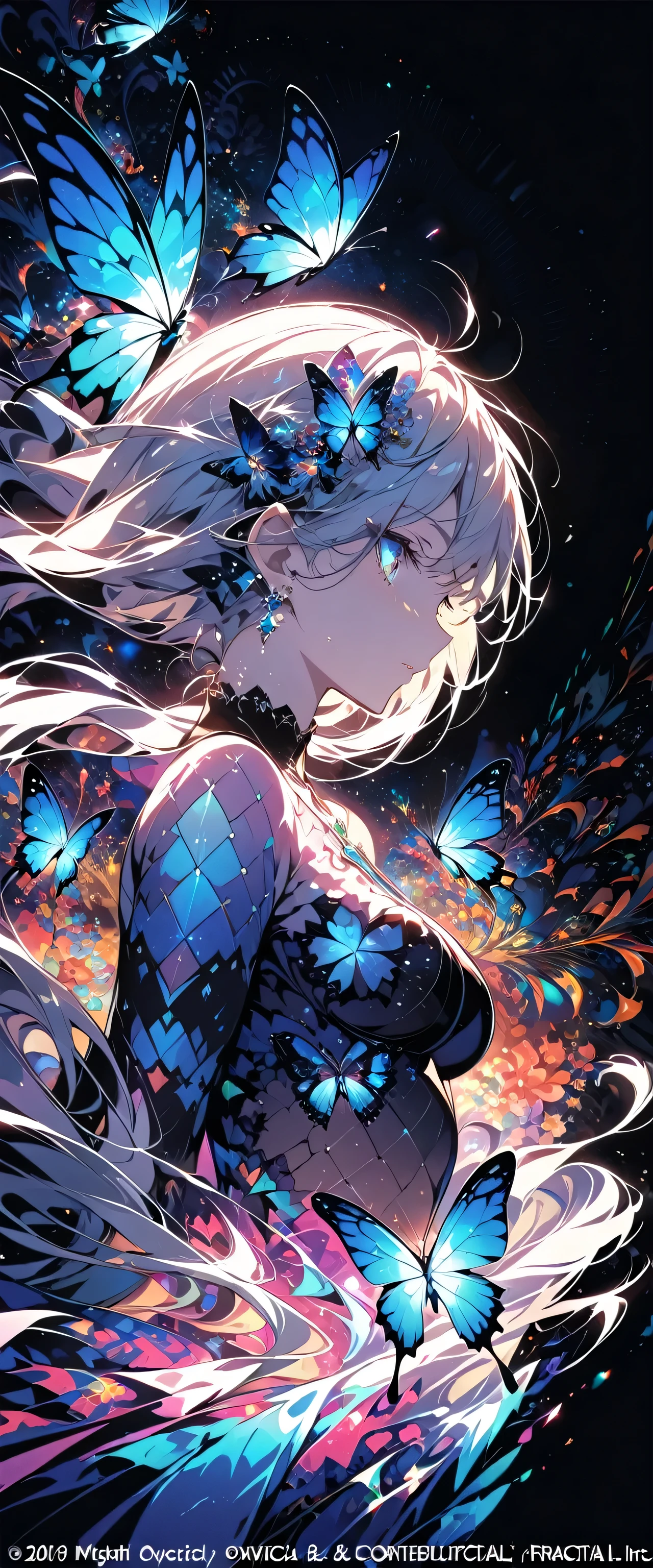 (masterpiece, Highest quality, Highest quality, Official Art, beautifully、aesthetic:1.2), (One girl), Very detailed,(Fractal Art:1.3),colorful,Most detailed,Upper Body, [race],[jewelry],[flower],[[butterfly]],