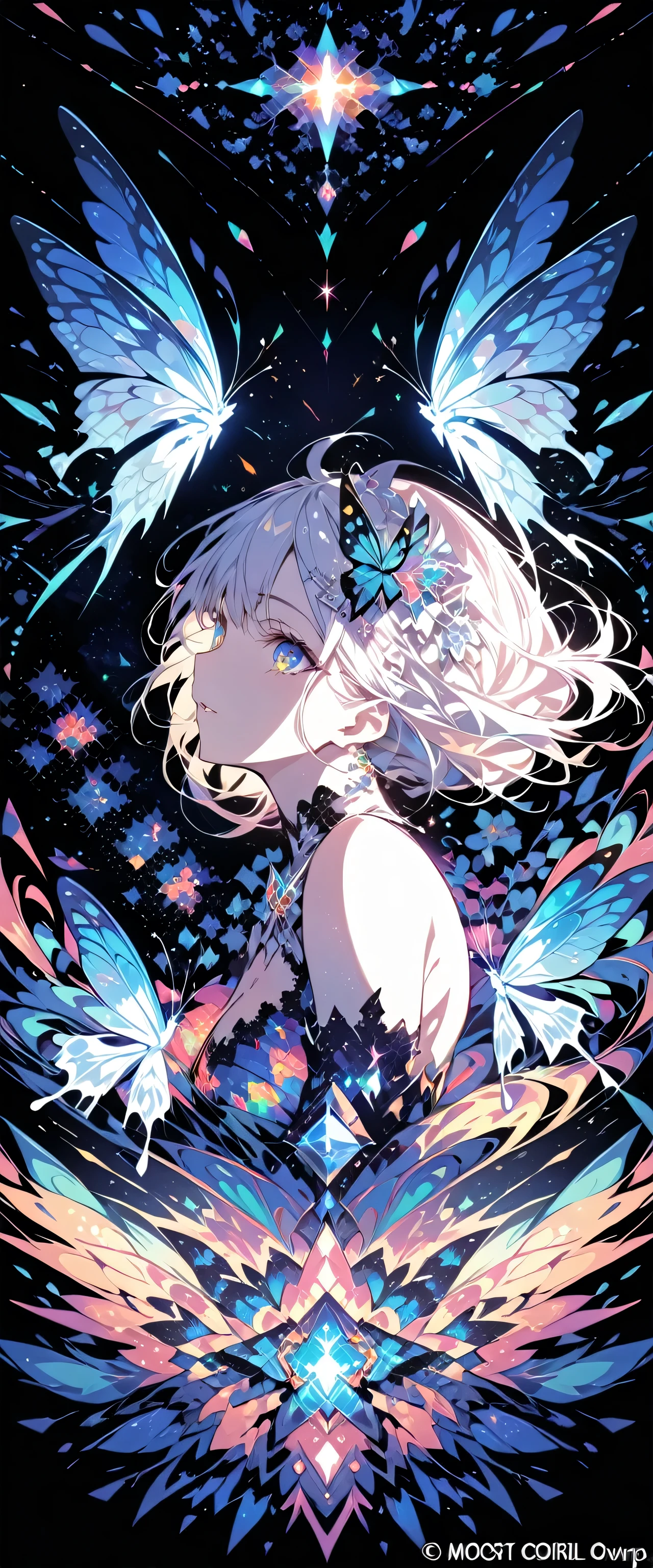 (masterpiece, Highest quality, Highest quality, Official Art, beautifully、aesthetic:1.2), (One girl), Very detailed,(Fractal Art:1.3),colorful,Most detailed,Upper Body, [race],[jewelry],[flower],[[butterfly]],