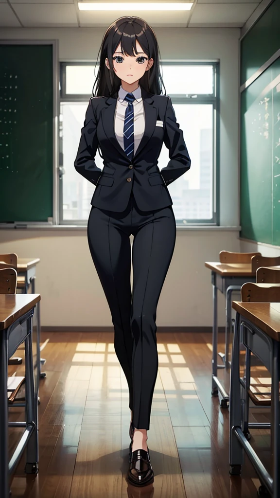 woman、teacher、classroom、blackboard、stockings、Tight pants、suit、大人のwoman