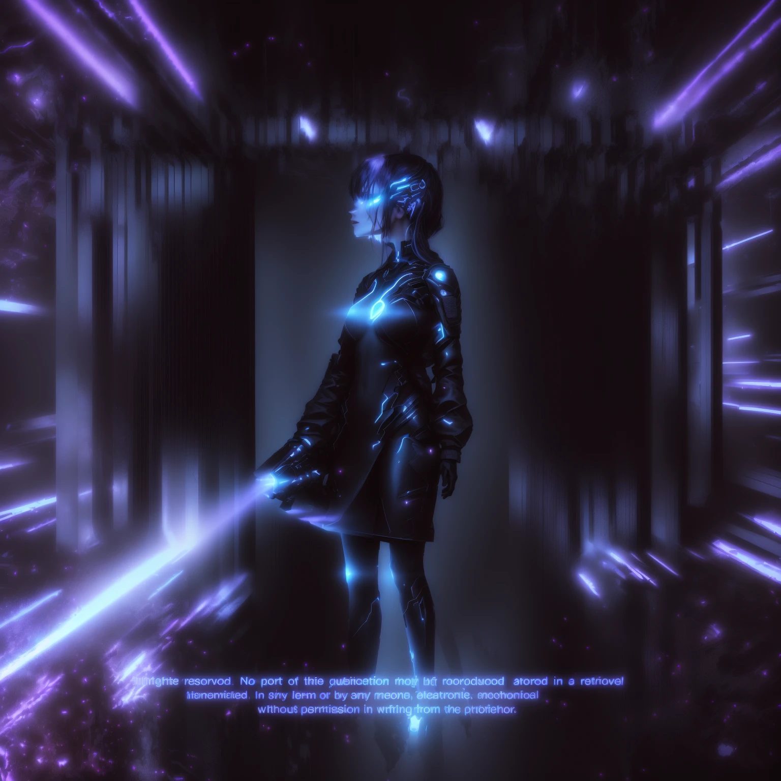 arafed image of a woman standing in a dark room with a bright light coming through her, devoted, overdetalized, intrincated, muted cyberpunk style, inspired by Dan Luvisi, lewd, inverted, skilled, twisted dark lucid dream, psychokinetic girl, intertwined full body view, destroyed, devilish, detailed image, unreleased