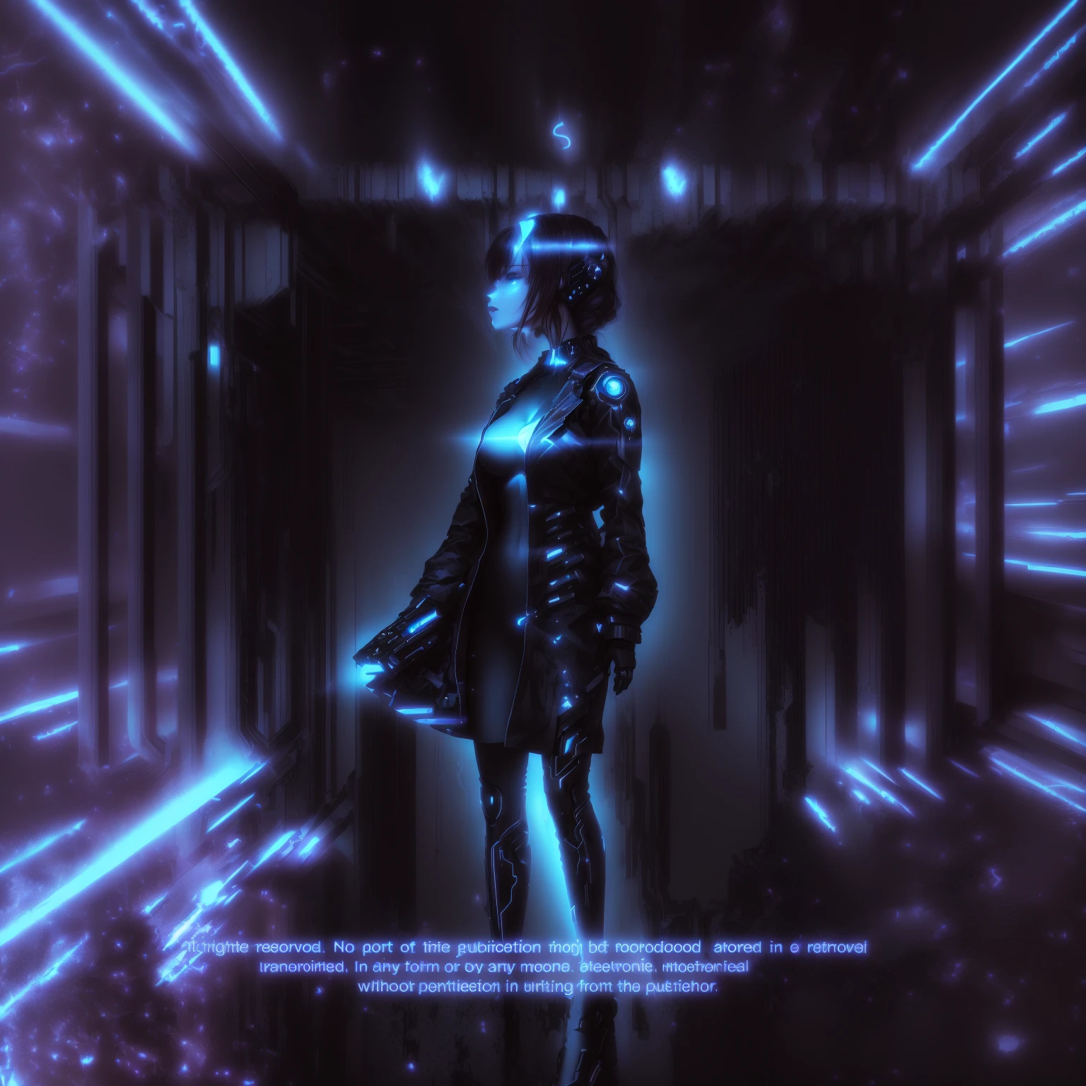 arafed image of a woman standing in a dark room with a bright light coming through her, devoted, overdetalized, intrincated, muted cyberpunk style, inspired by Dan Luvisi, lewd, inverted, skilled, twisted dark lucid dream, psychokinetic girl, intertwined full body view, destroyed, devilish, detailed image, unreleased
