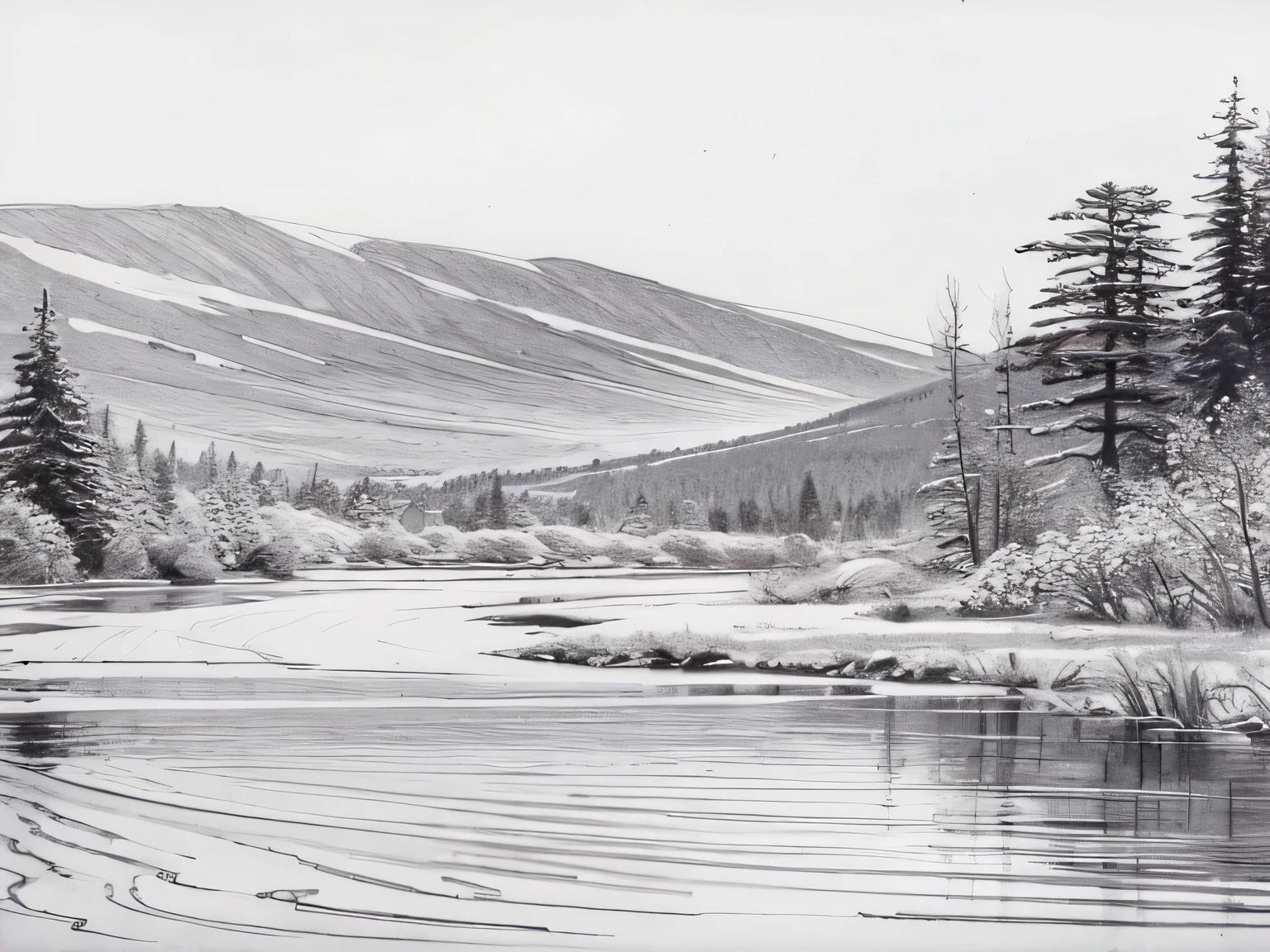 Pen drawing,Line Drawing,Landscape sketches