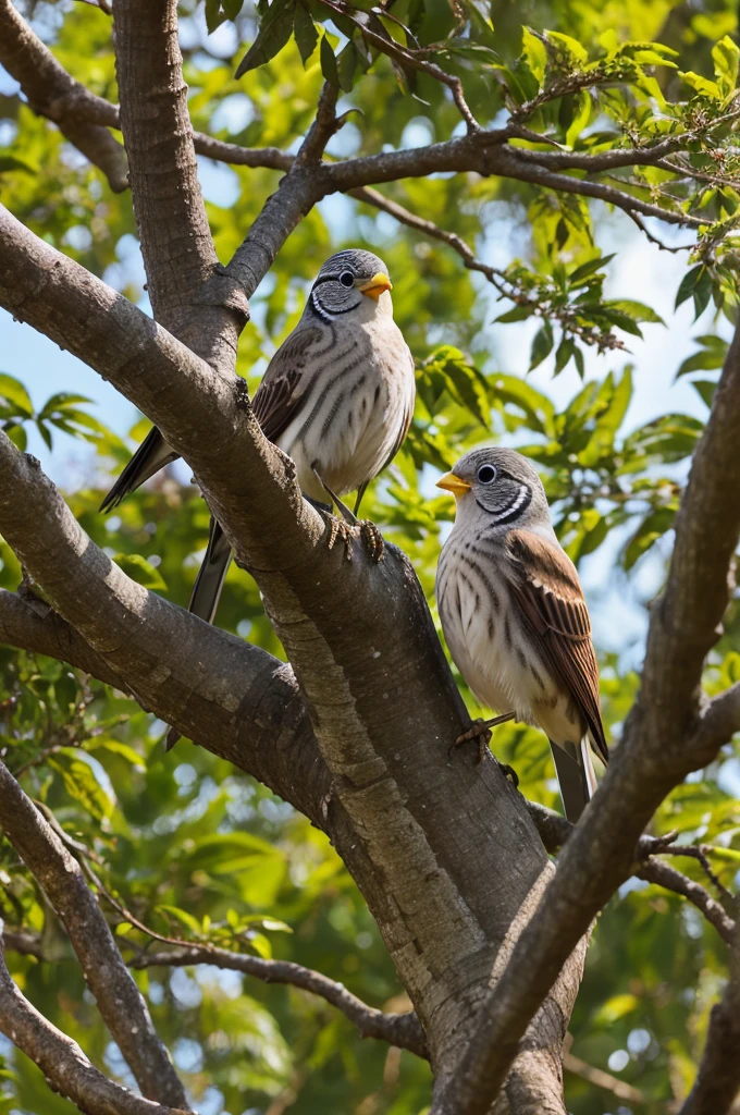 Two bird ona tree in jungal with river