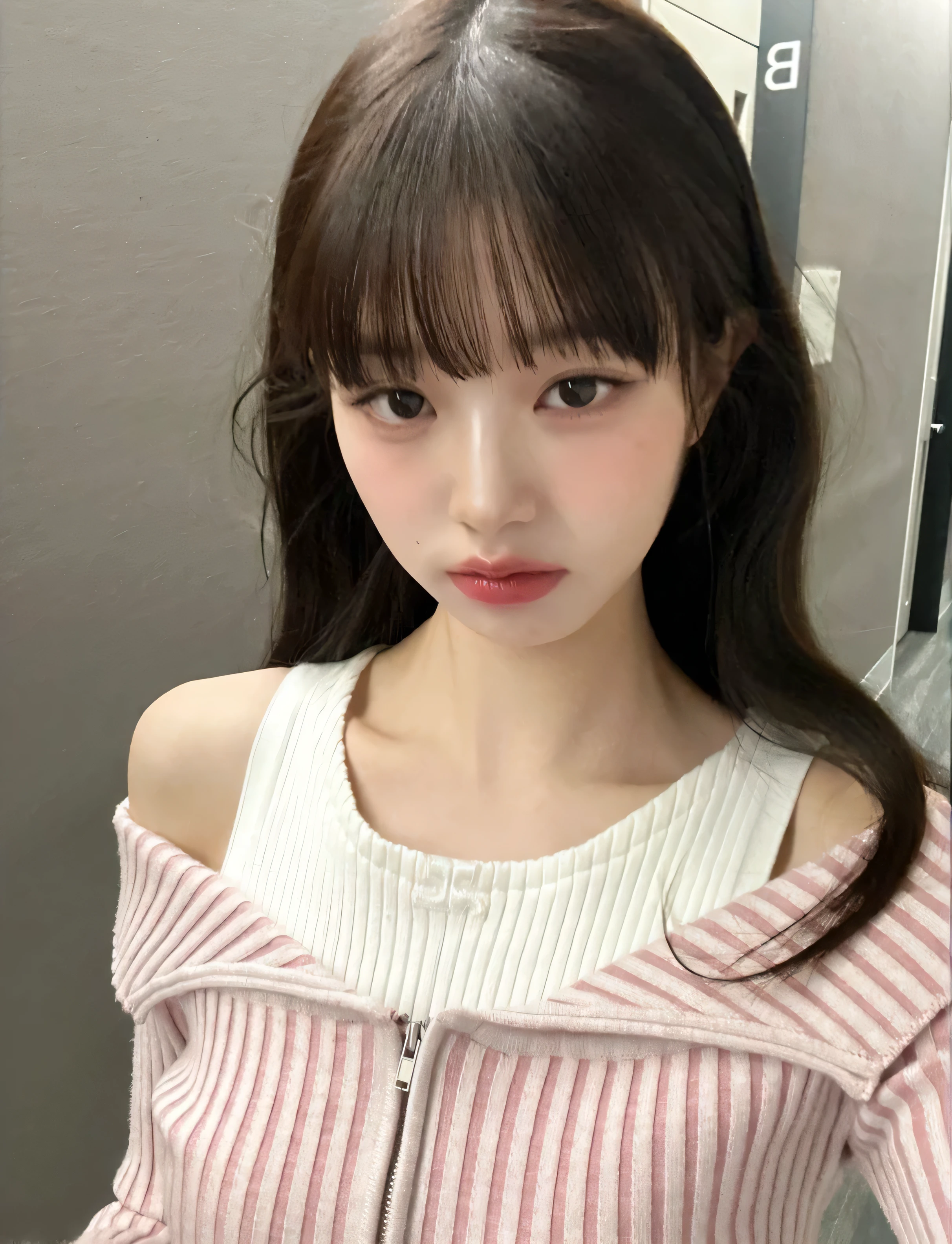 (best qualityer), (work of art), an 8K, 32K image of a beautiful Japanese woman with average size, Hair to the shoulders. The image should focus on the upper part of the body and have a shallow focus. She should be wearing a long sleeve shirt and a necklace, with a simple white background. The photo must be taken from above, using a mix of 4 different photos. The image must be in 8K, with raw photo quality and should be a work of art. It must be realistic and photorealistic, with a weight of 1.37 for photorealism. There should be a girl in the picture, Shot in natural light with photon mapping and physics-based rendering. The overall style should be feminine, with excellent image quality and high resolution of 1080P. The face must be clean and the hands must be described in detail, including part of the masseter muscle. CG details must be rich and the image must have extreme light and shadow. The girl's hair should look dirty and the image should be a work of art with rich details and exquisite features. The eye should also be detailed and the collarbone delicate. The girl should be in versatile poses and should not stare at the camera. A imagem deve ser, against a white wall