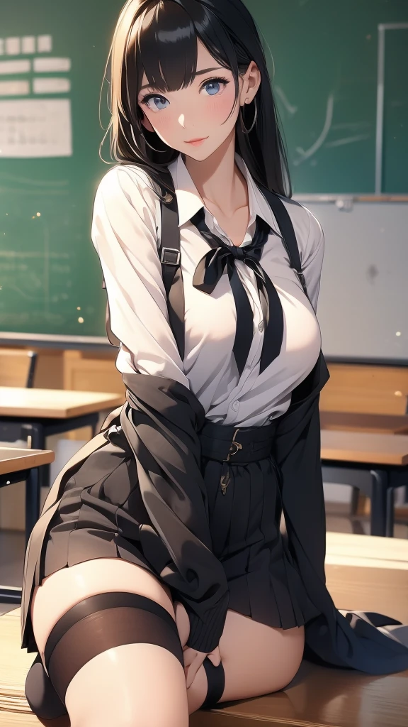 woman、teacher、classroom、blackboard、stockings、suit、大人のwoman