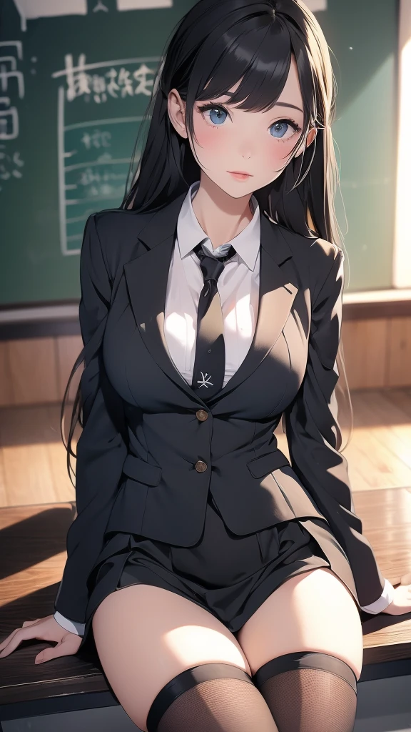 woman、teacher、classroom、blackboard、stockings、suit、大人のwoman