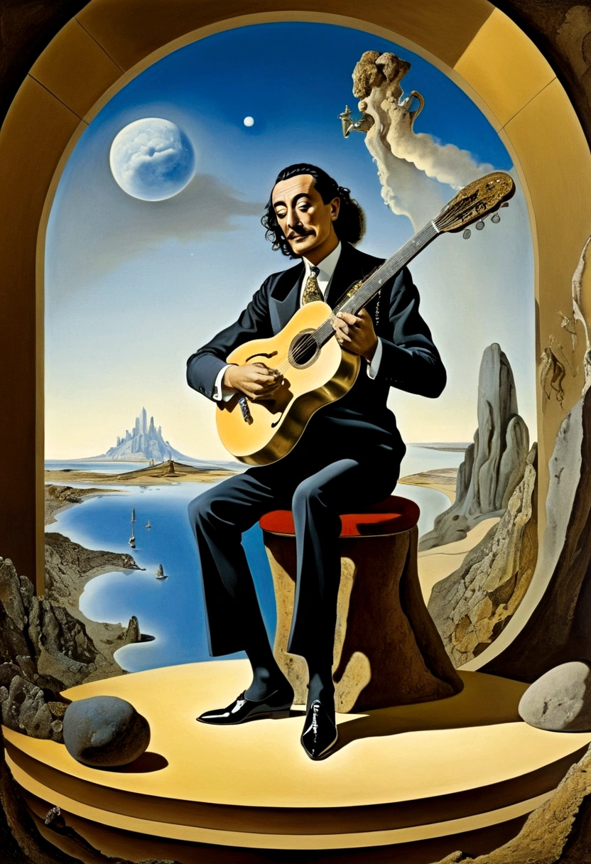 Salvador Dali rock musician on stage