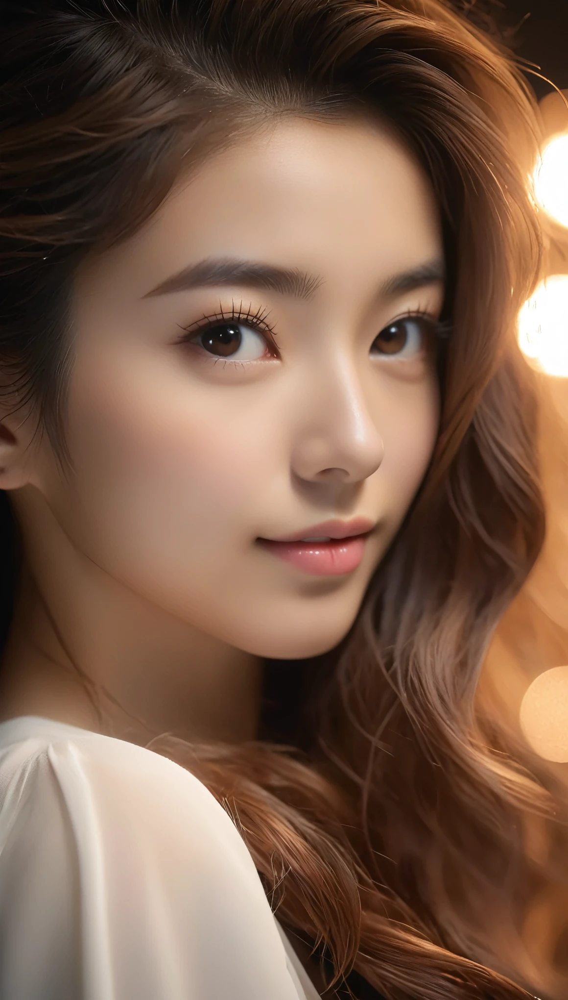 Dark studio, Two-tone lighting,, Arlin,, RAW Photos, (Skin with attention to detail:1.2), 8K Ultra HD, Digital SLR, Soft lighting, high quality, Film Grain, Fujifilm XT3, , , , (32k, 最high quality, masterpiece:1.2), (Realistic, photo-Realistic:1.37), Super detailed, 1 Girl, Alpha Layer, alone, Beautiful attention to detail, Floating Hair NovaFrogStyle, cute顔, , , Bokeh, (Detailed face:1.2), (cute), Urzan-6500-v1.1:0.1