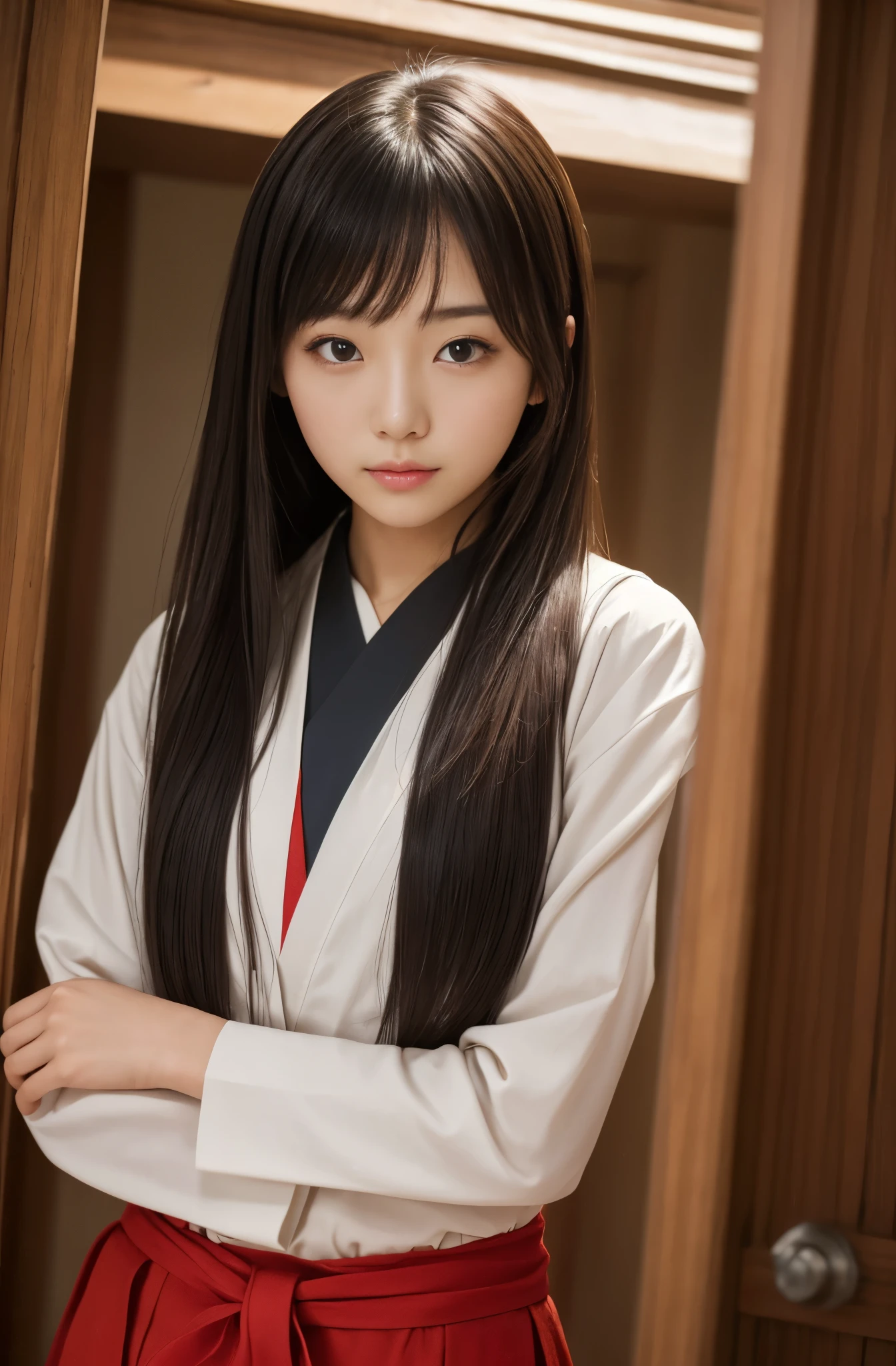 (highest quality, 8K, masterpiece :1.3)), Beautiful Japanese girl in her early teens、Sentai heroine&#39;s pink costume、Being captured by the enemy、Glaring at the enemy
