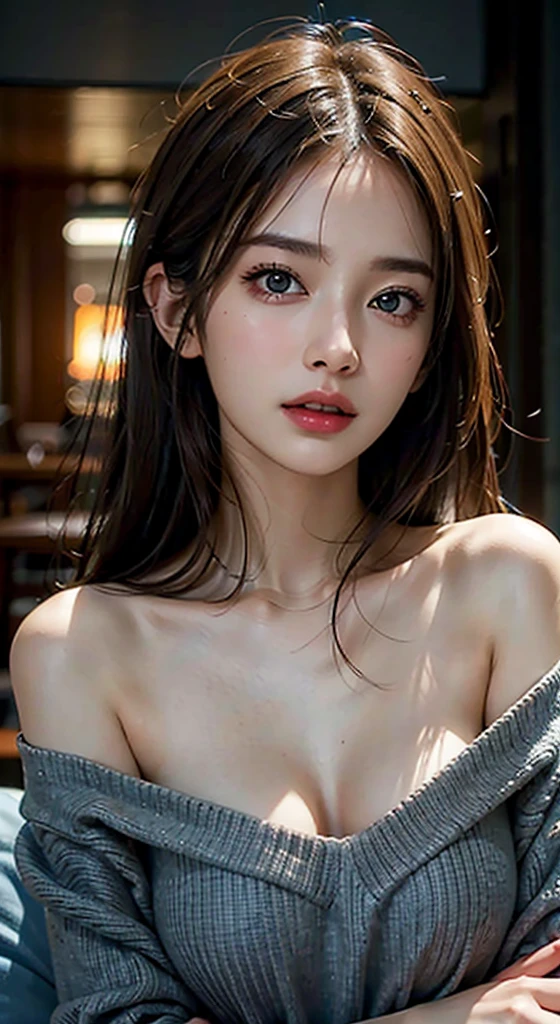 Best quality, masterpiece, ultra high res, (photorealistic:1.4), raw photo, 1girl, off shoulder, cinematic lighting