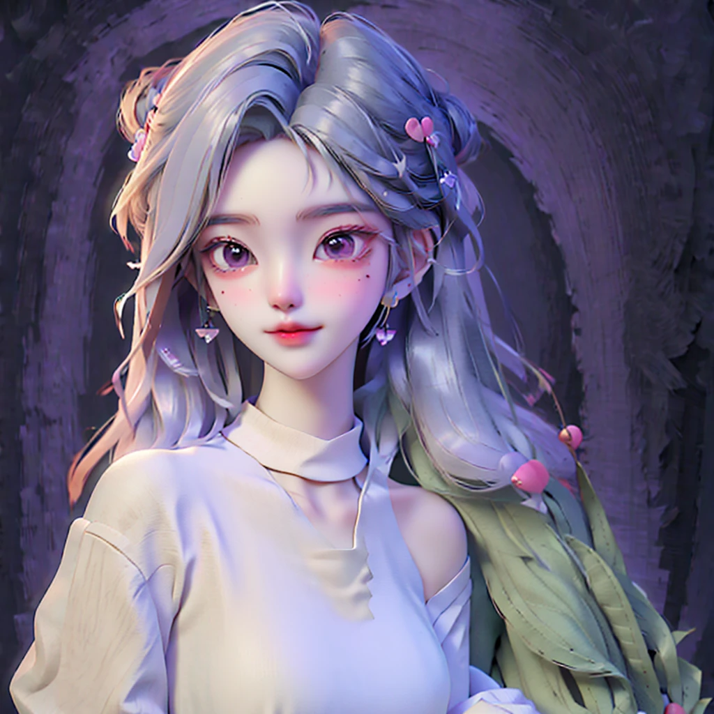 ((best quality)), ((masterpiece)), (detailed), 1girl,purple hair, wear a red shirt,collar, long sleeve, upper body, tie, red berret, black writing on the shirt, smile,lilac eyes