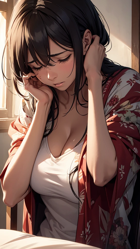 Woman suffering from heat