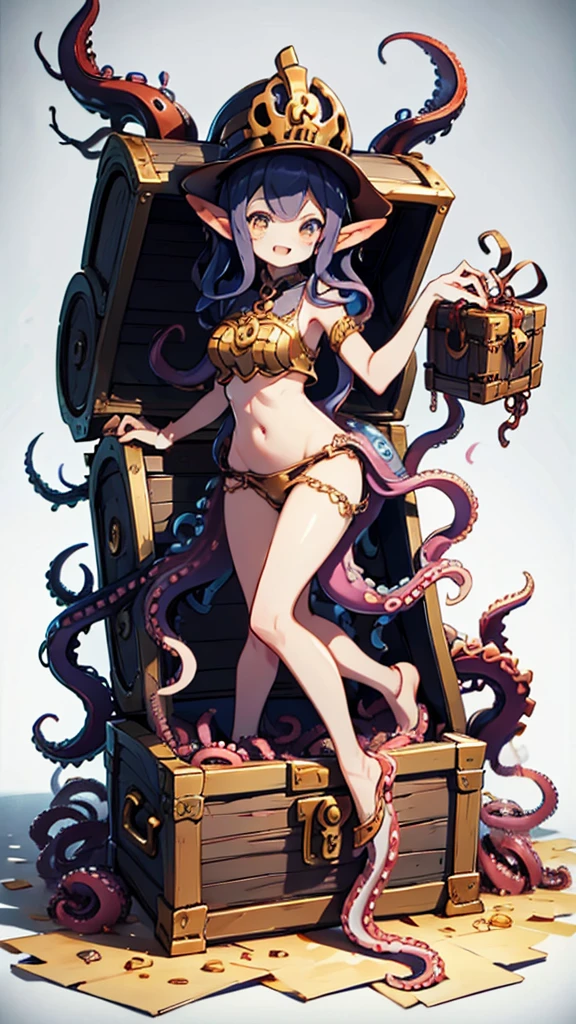 Treasure Box Monster女孩，Fantasy style background，Dungeon Background，Girl with a box as the lower body，Girl with lower body opening treasure chest，Tentacles，Tentacles，Tentacles，Tentacles，Tentacles头发，装满Tentacles的宝箱，Dungeon Background，Dungeon Background，装满Tentacles的宝箱，Tentacles怪宝箱，Treasure Box Monster