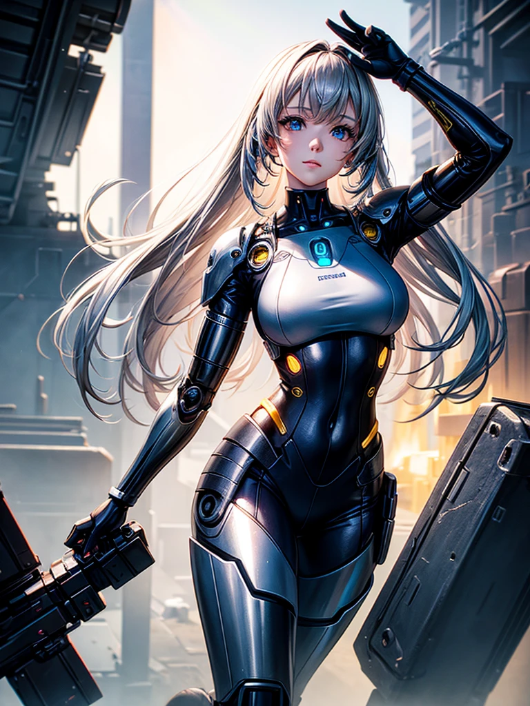 Highest quality,Highest Resolution,beautiful girl,Android,metallic,Mechanic,cyborg,