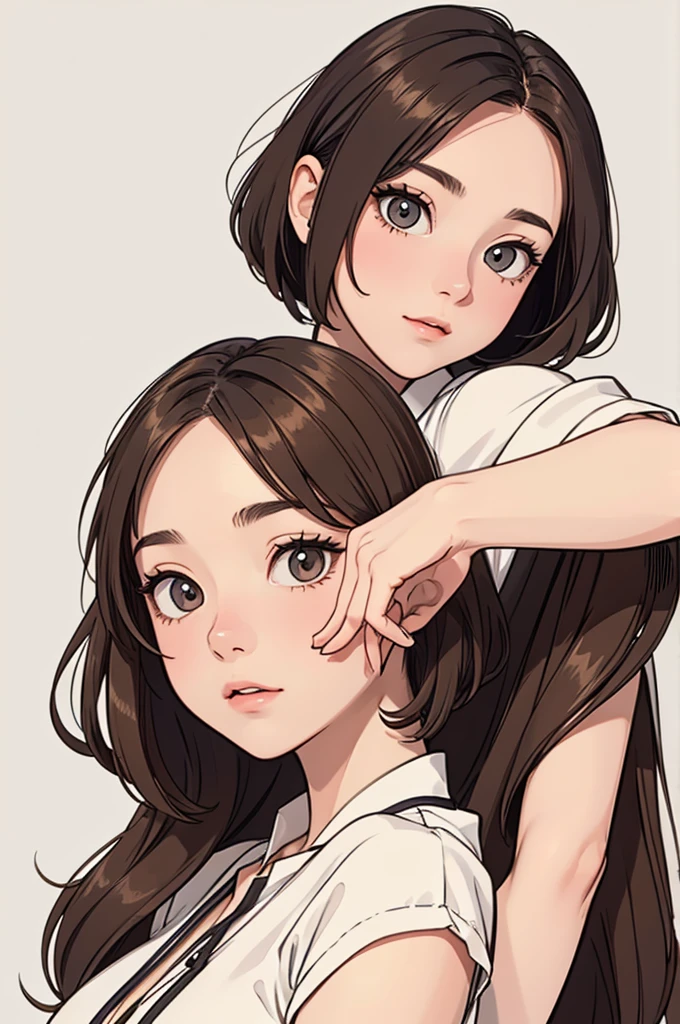 (((masterpiece, best quality, ultra highres, 1 girl, solo, no background))), super detailed skin and face and eyes and finger, beautiful japanese woman, small breasts:1.5, skinny, light brown hair, white background, very short pixie hair, (an illustration of girl), Knee shot, Generate with illustrations, Various expressions, Various poses, Various Costumes, Please draw the entire character within the frame, ensuring that the head, arms, and legs are not cut off. The background should be simple, with the character positioned centrally,