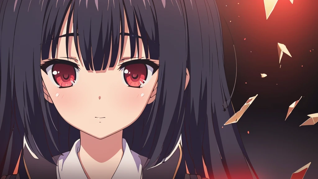 (Masterpiece, Best Quality, ultra detailed, best shadow), (detailed background,dark fantasy), (beautiful detailed face), High contrast, (better lighting, an extremely delicate and beautiful), ((cinematic light)), showy, hyper detail, dramatic light, intricate details, (1 girl, Alone,black fur, sharp face,two low tails,Red eyes, hair between the eyes,dynamic angle), blood splash, black light swirling around the character, depth of field,black light particles,(broken glass),magic circle,