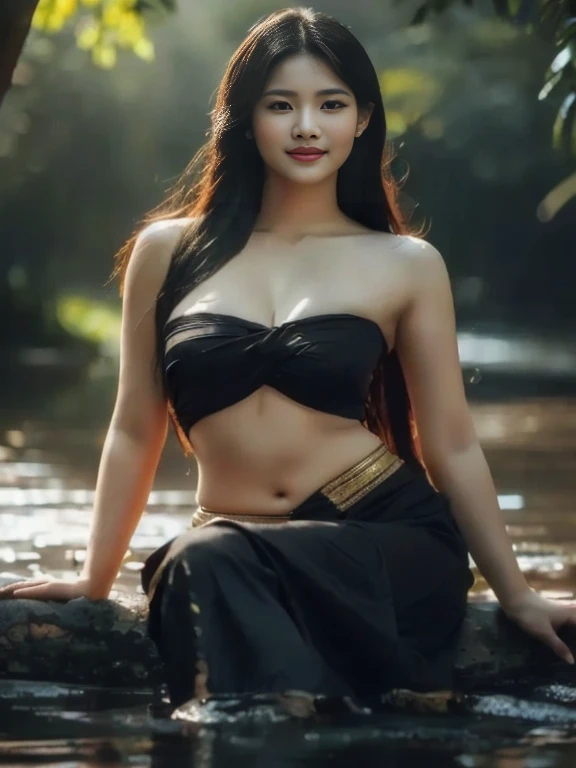 beautiful girl , beautiful girl ,Thai women'warrior, dynamic poses, Thai chat set, Strapless top,Ponytail, long hair,float up,)) black eyes,abdominal muscles, morning sun, จ้องมองatผู้ชม, (sexy poses), ((face details)), Double eyelids, at'finished., realistic, Masterpiece, Highest quality, digital painting, HDR, high contrast (digital painting, HDR, high contrastผู้หญิงในชุดเสื้อสีแดงและกระโปรงสีน้ำตาลนั่งอยู่บนผนัง, beautiful asian woman, ผู้หญิงตะวันออกatสวยงาม, an asian woman, beautiful Asian girl, asian woman, Thai girl anime, Asian girl, โมเดลจีนatงดงาม, Thiti Luatthong, ผู้หญิงatงดงาม, traditional beauty, sexy girl, Chinese girl, เจ้าแม่atสวยงาม, sexy movies, Very charming and beautiful