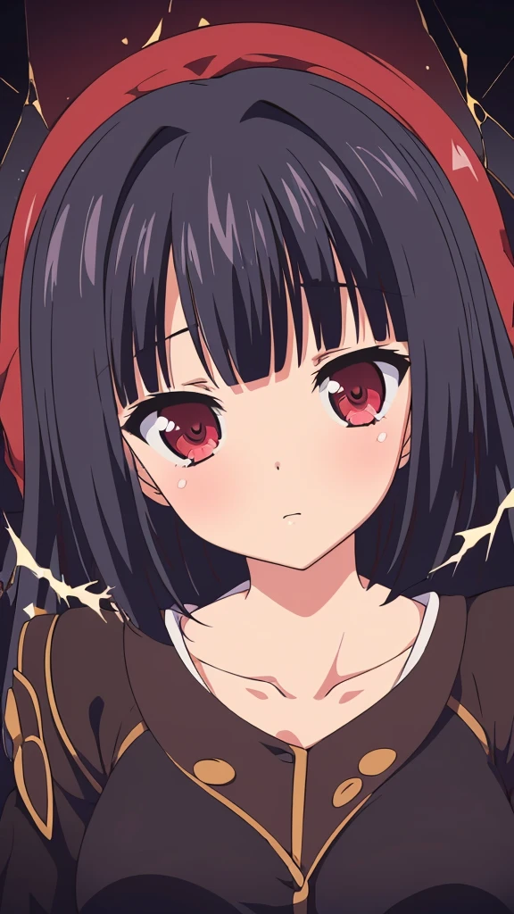 (Masterpiece, Best Quality, ultra detailed, best shadow), (detailed background,dark fantasy), (beautiful detailed face), High contrast, (better lighting, an extremely delicate and beautiful), ((cinematic light)), showy, hyper detail, dramatic light, intricate details, (1 girl, Alone,black fur, sharp face,two low tails,Red eyes, hair between the eyes,dynamic angle), blood splash, black light swirling around the character, depth of field,black light particles,(broken glass),magic circle, full body