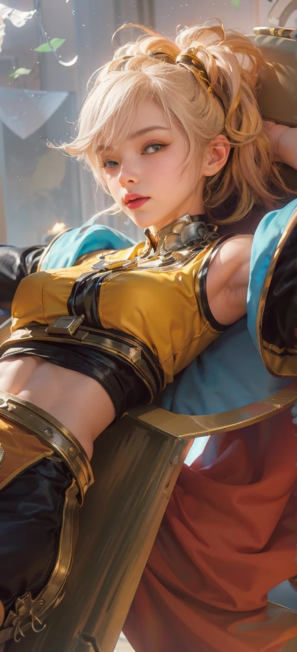 (Extreme Detail CG Unity 8K wallpaper, masterpiece, highest quality), (Exquisite lighting and shadow, highly dramatic picture, Cinematic lens effect), a girl in a white Spider-Man costume, silver gray hair color, from the Spider-Man parallel universe, Wenger, Marvel, Spider-Man, sitting on the couch, dynamic pose), (excellent detail, excellent lighting, wide angle), (excellent rendering, enough to stand out in its class), focus on white Spider-Man costumes, complex spider textures