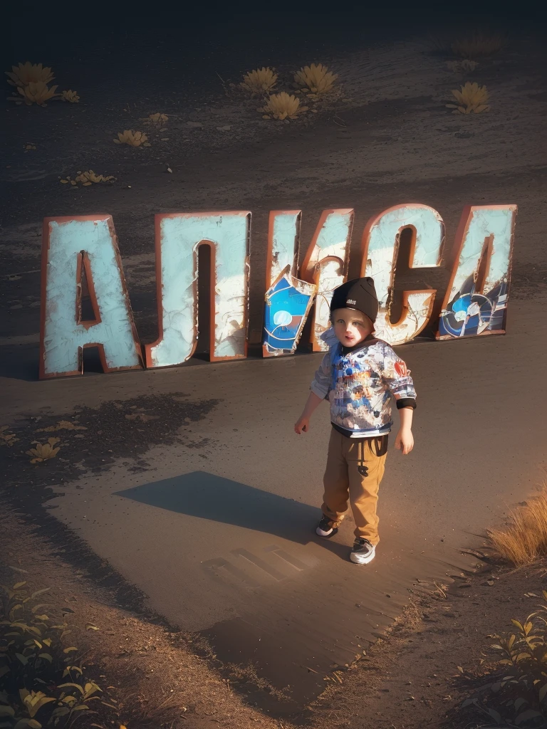 a little boy stands in front of the sign, Superimposed Cyrillic words, letter A, advertising render, adam varga, anna nikonova, Official work of art, lya pilnev, children's book cover, on a sunny day, the letter A, Anton Fedeyev, Alina Ivanchenko, pepper, with text