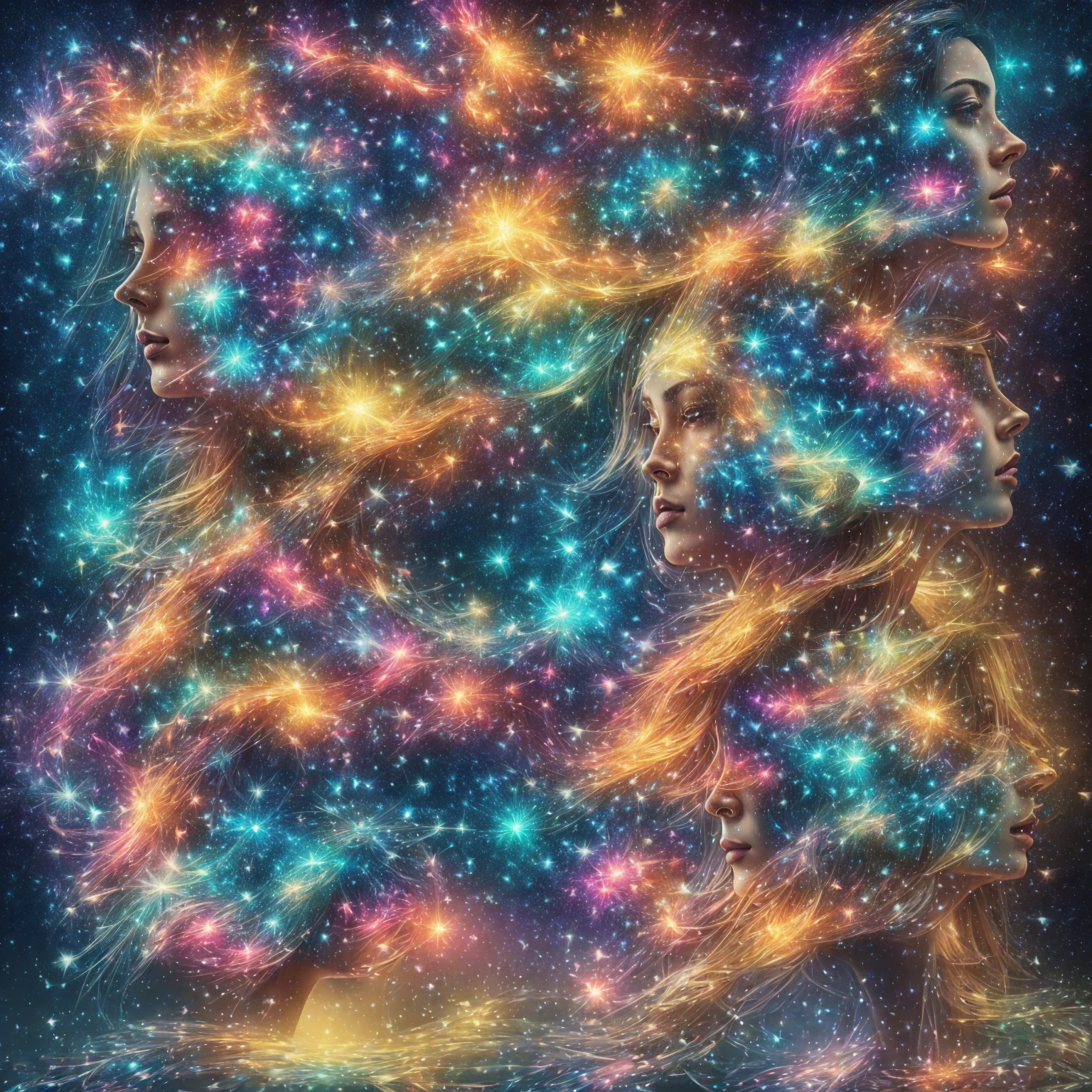(Multiple Exposure:1.8),Dubrec style,Girl virtual holographic digital avatar,Futuristic magnificent starry sky image foreground,Psychedelic Starry Sky,In space,Superrealisticart风格的复杂插图,surreal dreamscape,Becoming an invisible virtual hologram,Transparent character portrait,Virtual holographic digital image,Superrealisticart, 4K Hyperrealism, Surreal Portraits, 美丽的Surreal Portraits, of surrealist digital art, Surrealism and Fantasy Art, of surrealist digital art, Surreal Portraits, Superrealisticart, Emotional Surreal Art, Fantasy surrealism, 8K Hyperrealism, Surrealist Concept Art