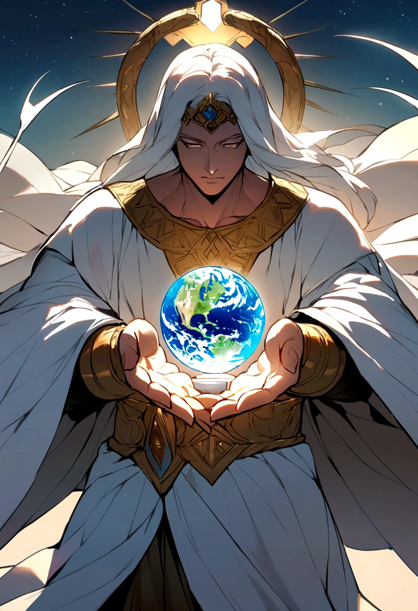 "Biblical character "Jehovah", with His incomparable strength, holds the world in His hands."