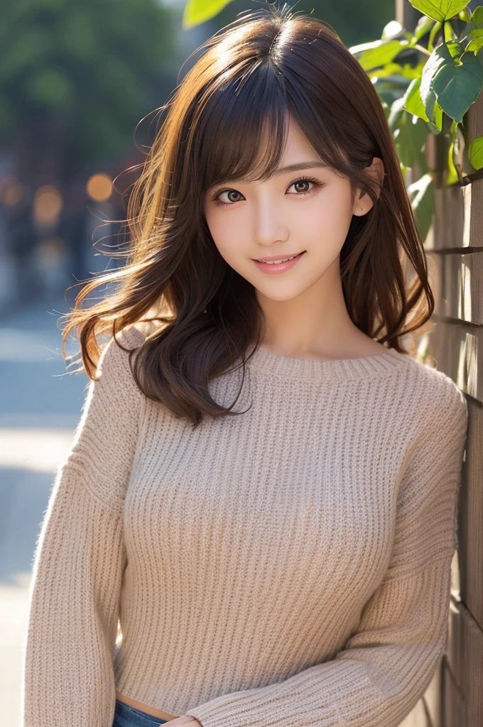 Cropped knit sweater
masutepiece, Best Quality, Illustration, Ultra-detailed, finely detail, hight resolution, 8K Wallpaper, Perfect dynamic composition, Beautiful detailed eyes, Women's Fashion Summer,Medium Hair,Small breasts natural color lip, Bold sexy poses,Smile,Harajuku、18years girl、Cute、Sexy shot looking at camera