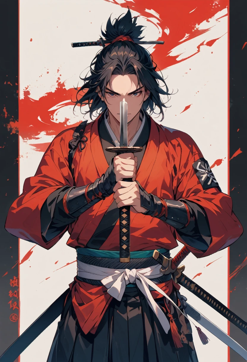 male samurai,Sword in both hands