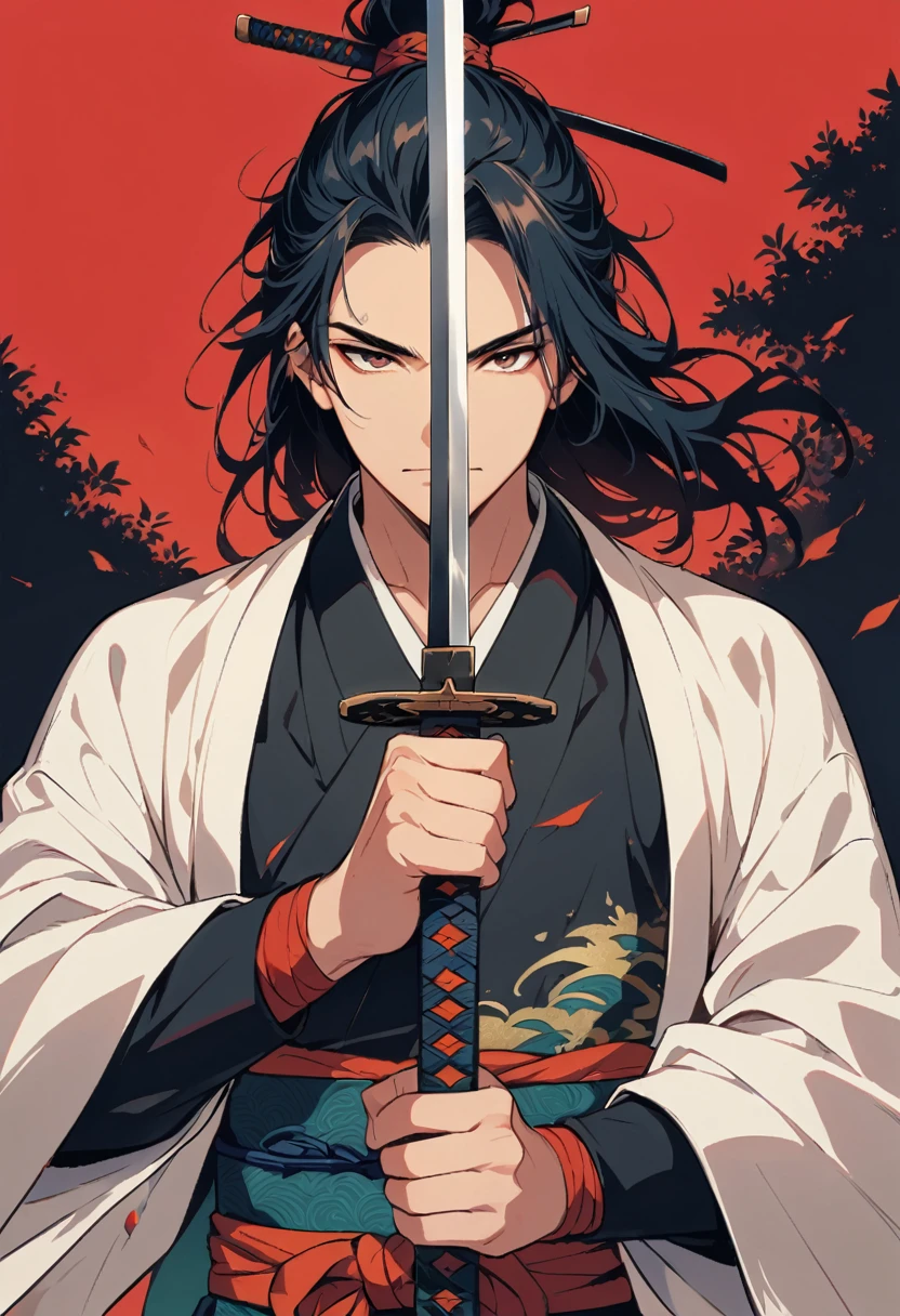male samurai,Sword in both hands