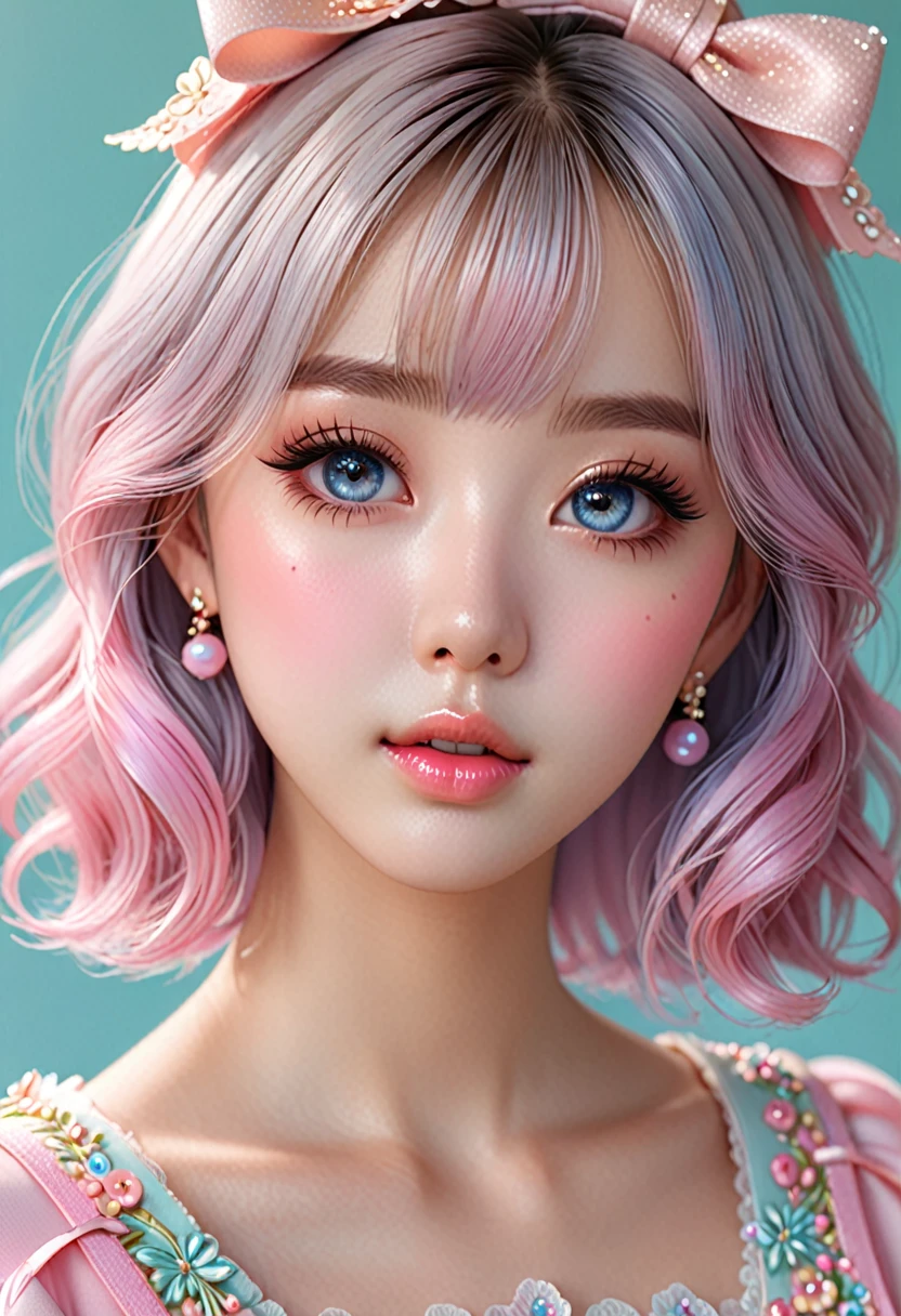 (best quality,4k,8k,highres,masterpiece:1.2),ultra-detailed,(realistic,photorealistic,photo-realistic:1.37),1girl,cute kawaii girl,kawaii face,beautiful detailed kawaii eyes,beautiful detailed kawaii lips,extremely detailed kawaii face and eyes,long eyelashes,kawaii outfit,adorable,pastel colors,soft lighting,dreamy,elegant,ethereal