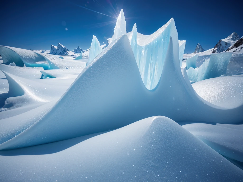 Each snowflake glistens in delicate patterns, icebergs reveal towering sculptures, and glaciers display intricate formations. This awe-inspiring artwork captures the beauty of winter in a breathtaking photograph. The intricate details of each snowflake are highlighted, while the majestic grandeur of the icebergs and glaciers is showcased in stunning clarity. The image is of such high quality that viewers are transported into a world of frosty wonder and icy beauty.