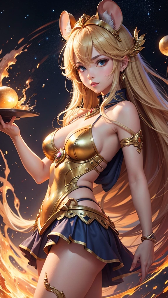 Golden goddess character of mouse element,balance,Galaxy River