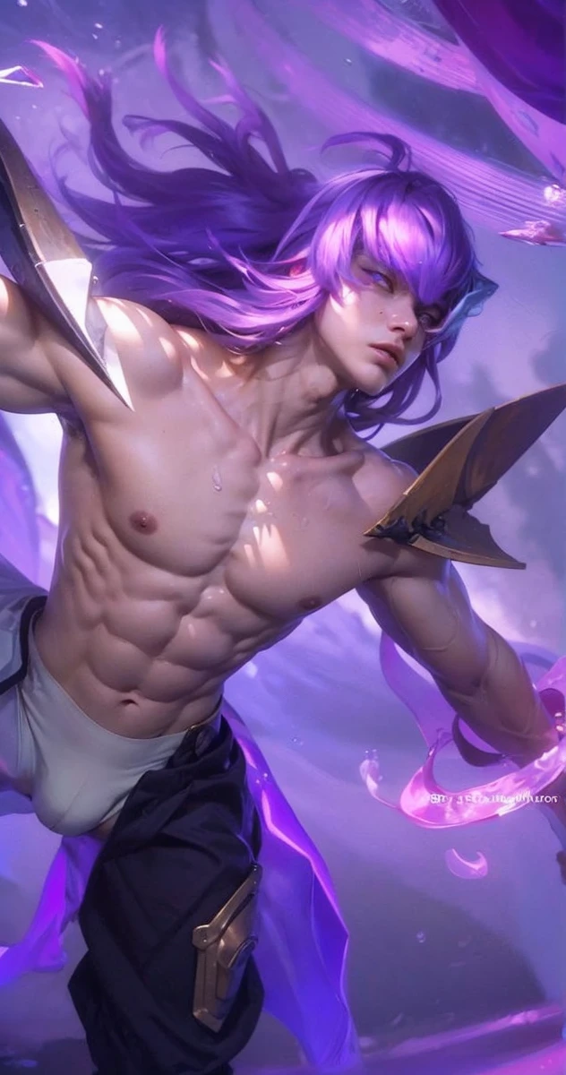 (max resolution: 1.2), (Ultra HDTV: 1.2), 8K resolution, Eye and skin details, detailed facial features, , (Sharp focus: 1.2), (Focus focus) facial expressions: 1.2), 1 Guy, Sitting, White hair, Long hair, exposed chest muscles, 8 pack, (shirtless) shirtless, exposed thighs, The penis is large.((black briefs)), ((( Water, Seawater)))