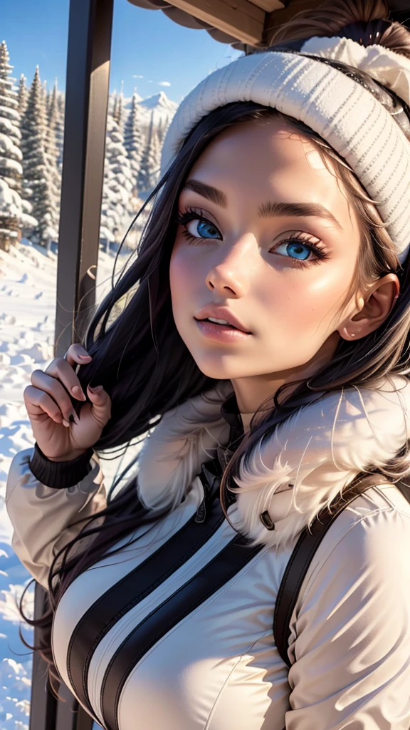 (masterpiece, best quality, beautiful anime art:1.4), beautiful anime_girl, (perfect face:1.8), (beautiful eyes:1.7), skiing_resort, full_body_shot, uncommon_attire, legwear, uncommon_background, sports, headwear, snowy_landscape, winter_vibes, scenic_view, bustling_activity, ski_lift, snow_capped_mountains, cozy_alpine_chalets, vibrant_slopes, winter_sun, snowflake_embellishments, stylish_outfit, vintage_meets_modern, whimsical_details, energetic_crowd, snowy_adventures, outdoor_recreation, dynamic_pose, elegant_movement, winter_sports_enthusiasts, action-packed_scene, thrilling_experiences, snow_fun, fashionable_choice, natural light, (sharp focus:1.6), highly detailed, ultra realistic, 8k