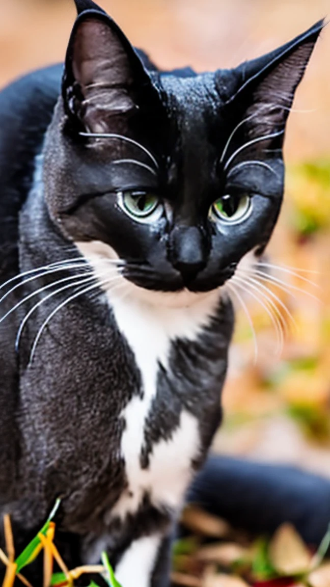 The character is simply drawn of a muller-haired gray cat