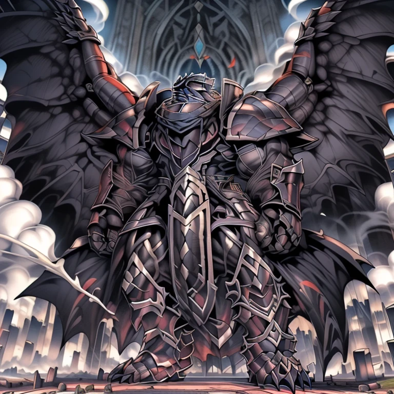 (masterpiece. official art. 8k. best quality. detailed full body. full body.)
(situation 1 : dominating demon lord dragon batzz. focus Colossus mechanical Muscular demon lord dragon batzz is trampling the CITY. macro. stomp. Low-angle perspective. emphasizing the immense size. The perspective is from below, emphasizing the sheer majesty and power of the Colossus. Colossus art. He is much bigger than a skyscraper. Giga Colossuss. micro soccer field. looking down.)

(situation 2 :smoke and flames rising from the destruction in the city. macro. stomp. Low-angle perspective. emphasizing the immense size. The perspective is from below, emphasizing the sheer majesty and power of the Colossus. Colossus art. He is much bigger than a skyscraper. Giga Colossuss. looking down.)

(Additional details 1: wearing a full-face helmet. helmet is jet black. The color of NANOSUIT is jet black. high-tech bio-mecha armor. real texture material. whole body shines like metal. Wearing cyberpunk mecha. emphasizes the muscles. suit fully made of metal. intricate armor. Robotic suit. suit fully made of metal. NANOSUIT with the same design as demon lord dragon batzz.). (demon lord dragon batzz has 5 toes.)

(Additional details 2: (Detailed head. Detailed Body. Detailed abs. gigantic muscles. HYPER MUSCLES. Gigachad Muscular. big muscle. pecs. triceps. traps. unusually developed muscular body. body full of huge muscles. showing off muscles. pectorales enormes. Exaggeratedly huge muscles. huge muscles. long legs.).

(Additional details 3: nj5furry, Spread wings. It has wings. black have big wings. The claws are sharp. He wears a black cloak on his back.). (Additional details 4: black color hyper penis. hyper black penis. big penis)

(Additional details 5 Spraying hyper cum up everywhere into the sky from his erect penis. wide spray of cum, covered in cum, cum splashing in front of camera, crowd of naked muscular male spectators, bukkake, City is under a thick later of cum.)