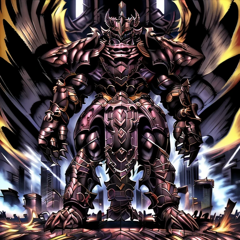 (masterpiece. official art. 8k. best quality. detailed full body. full body.)
(situation 1 : dominating demon lord dragon batzz. focus Colossus mechanical Muscular demon lord dragon batzz is trampling the CITY. macro. stomp. Low-angle perspective. emphasizing the immense size. The perspective is from below, emphasizing the sheer majesty and power of the Colossus. Colossus art. He is much bigger than a skyscraper. Giga Colossuss. micro soccer field. looking down.)

(situation 2 :smoke and flames rising from the destruction in the city. macro. stomp. Low-angle perspective. emphasizing the immense size. The perspective is from below, emphasizing the sheer majesty and power of the Colossus. Colossus art. He is much bigger than a skyscraper. Giga Colossuss. looking down.)

(Additional details 1: wearing a full-face helmet. helmet is jet black. The color of NANOSUIT is jet black. high-tech bio-mecha armor. real texture material. whole body shines like metal. Wearing cyberpunk mecha. emphasizes the muscles. suit fully made of metal. intricate armor. Robotic suit. suit fully made of metal. NANOSUIT with the same design as demon lord dragon batzz.). (demon lord dragon batzz has 5 toes.)

(Additional details 2: (Detailed head. Detailed Body. Detailed abs. gigantic muscles. HYPER MUSCLES. Gigachad Muscular. big muscle. pecs. triceps. traps. unusually developed muscular body. body full of huge muscles. showing off muscles. pectorales enormes. Exaggeratedly huge muscles. huge muscles. long legs.).

(Additional details 3: nj5furry, Spread wings. It has wings. black have big wings. The claws are sharp. He wears a black cloak on his back.). 