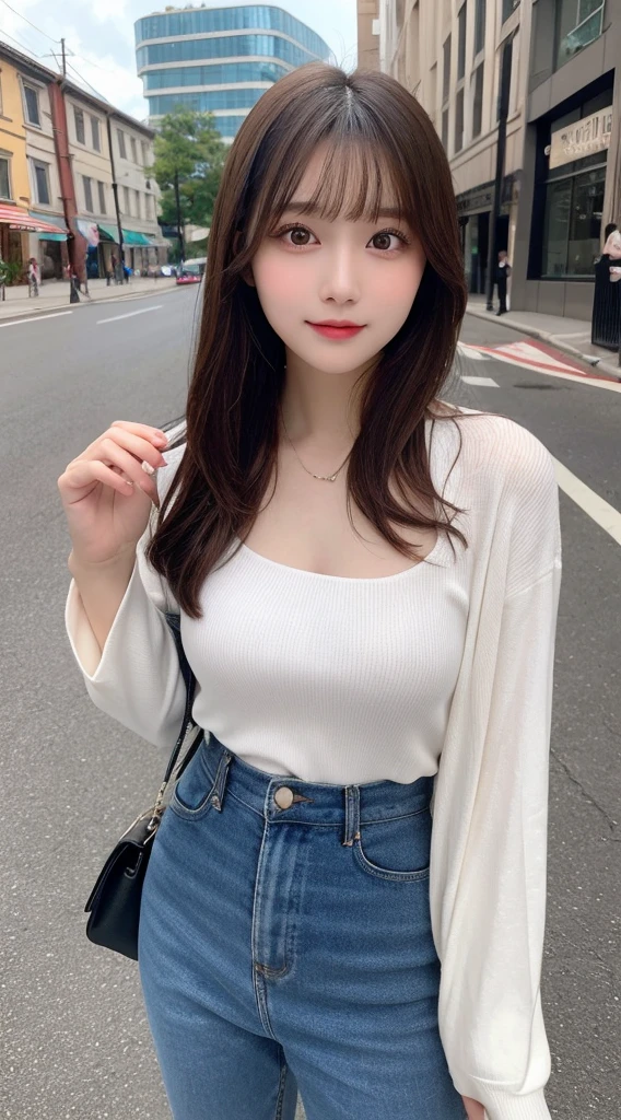 Tabletop, Highest quality, shape, Very detailed, finely, High resolution, 8k wallpaper, 完璧なダイナミックな構shape, Beautiful and exquisite, Nice spring clothes,Beautiful straight hair,Small breasts,Natural color lip, 20-year-old girl、cute、Always blur the background,Perfect and beautiful face,Beautiful and dense face、Slim face and figure,Big eyes、Putting on gal makeup,Actual Photos(Best image quality)、Sexy Face、Fashion model posing、Full Body Shot、smile、Change pose randomly、Randomly change the shooting angle and position、Summer Fashion、Looking up at the sky
