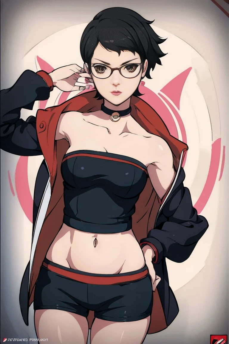 anime girl in a short dress and glasses with a red cape, persona 5 art style wlop, style artgerm, extremely detailed artgerm, ! dream artgerm, ig model | artgerm, female protagonist 👀 :8, realistic anime 3 d style, artgerm portrait, anime styled 3d, realistic anime artstyle((naked long belly))