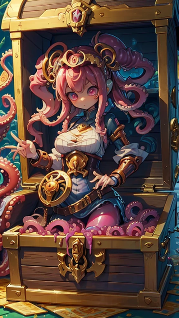 Treasure Box Monster女孩，Fantasy style background，Dungeon Background，The lower body is a box的女孩，Close-up above the waist，Upper body close-up，full身材，full体态，Big breasts，Big breasts，cute，full，Girl with a treasure chest in her lower body，Tentacles，Tentacles，Tentacles，Tentacles，Tentacles头发，装满Tentacles的宝箱，Huge treasure chest，Extra large treasure chest，Extra large treasure chest，Super Treasure Box，Dungeon Background，Pink skin，粉色Tentacles头发，Pink Hair，Gummy，Mucus质感头发，Slime textured hair，Slime texture body，Pink body，Pink body，Pink skin，Pink complexion，Dungeon Background，装满Tentacles的宝箱，Tentacles怪宝箱，Treasure Box Monster，Treasure Box Monster女孩，The lower body is a treasure chest，Treasure Chest Lower Body，Put the lower body in the treasure chest，The lower body is a box，Treasure Box Monster，Treasure Box Monster，Treasure Box Monster，Treasure Box Monster，Girl in a treasure chest，下半身Girl in a treasure chest，Tentacles，Tentacles，Tentacles怪，Tentacles头发，Mucus，Tentacles头发