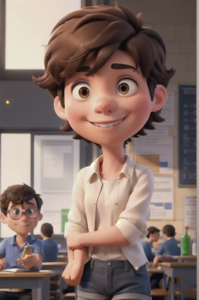 Short short hair in his short physics chemistry class 
