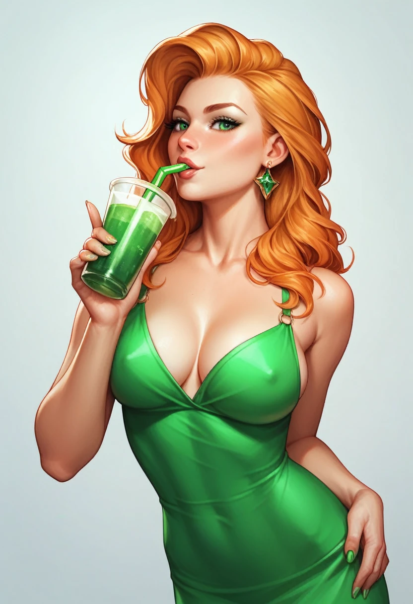 (masterpiece, best quality,high detailed),a sexy irish lady drinking a Pint of Guinness (/ˈɡɪnəs/), an Irish dry stout, she is wearing a green irish folk dress, its st patricks day!